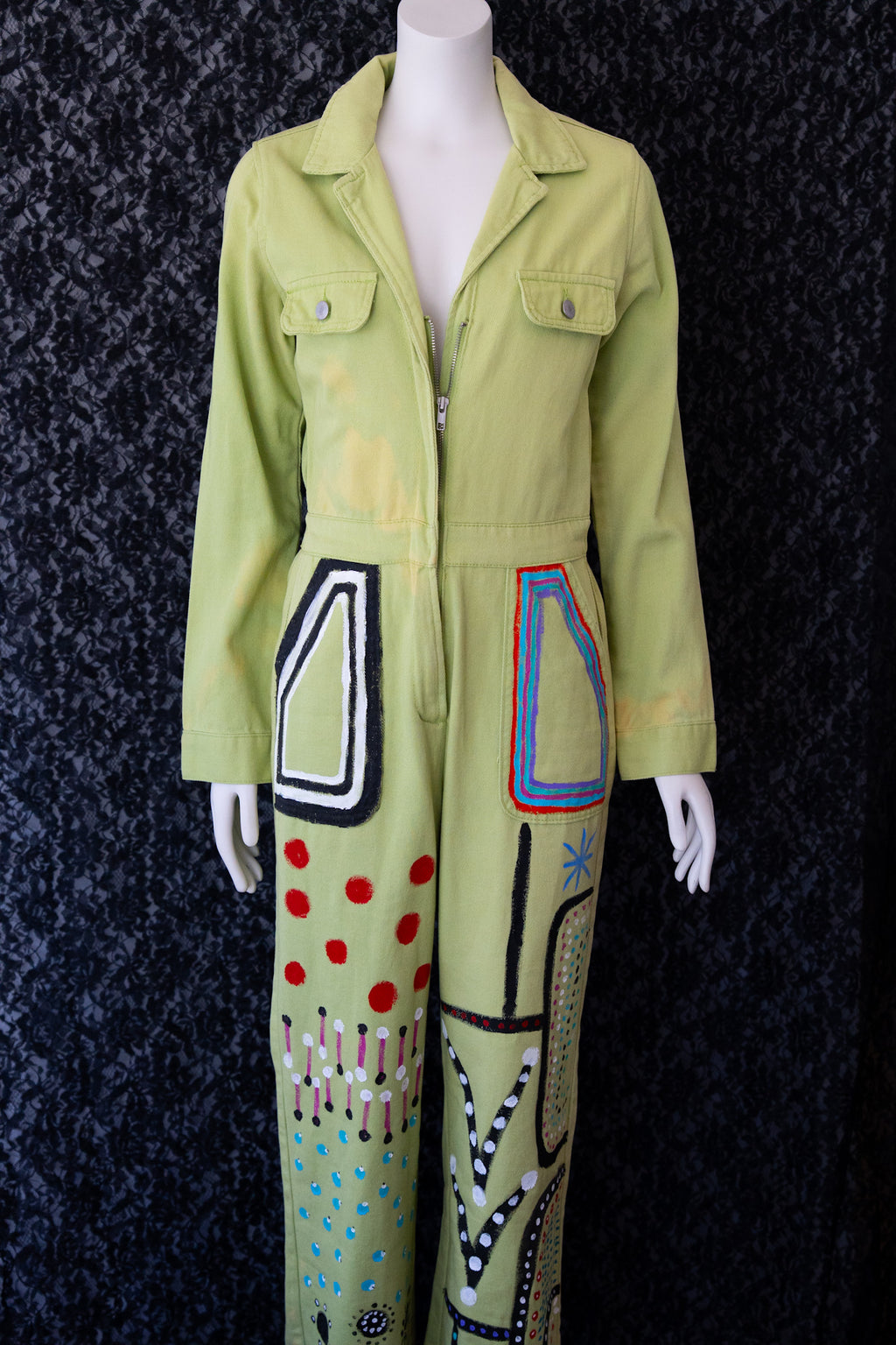 Long Sleeve Abstract Painted Jumpsuit