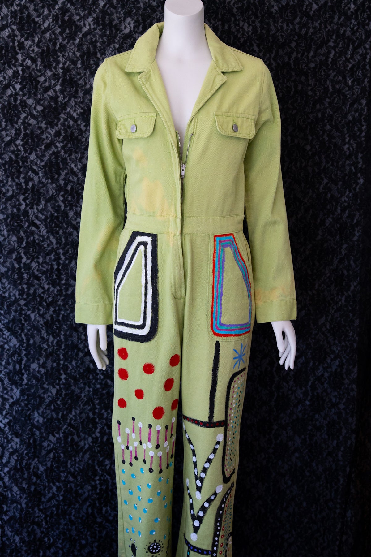 Long Sleeve Abstract Painted Jumpsuit