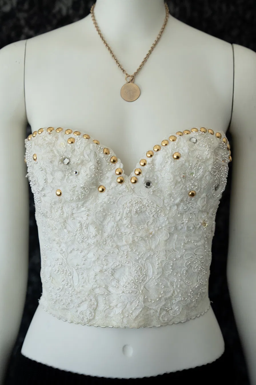 Pearl & Gold Studded Sweetheart Bustier